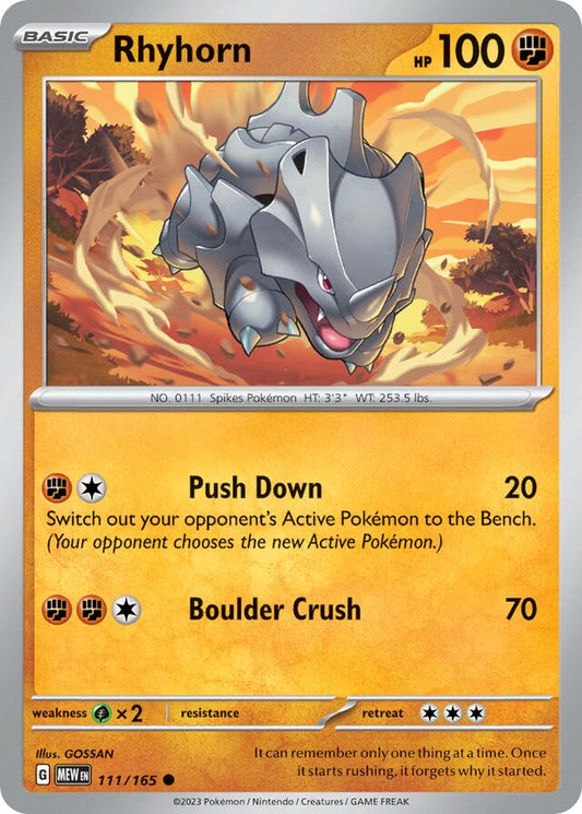 Rhyhorn – SV111 – Normal – Pokémon 151