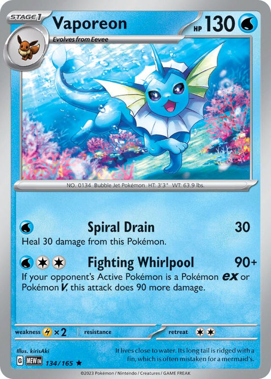 Vaporeon – SV134 – Holo Rare – Pokémon 151