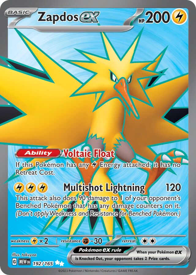 Zapdos ex – SV192 – Full Art – Pokémon 151